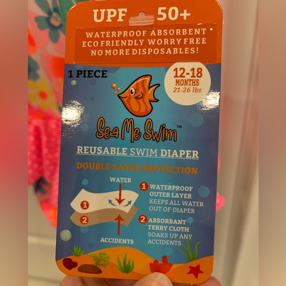 Baby girl swim suit with built in swim diaper. Size 12-18 months. NWT - Picture 4 of 4